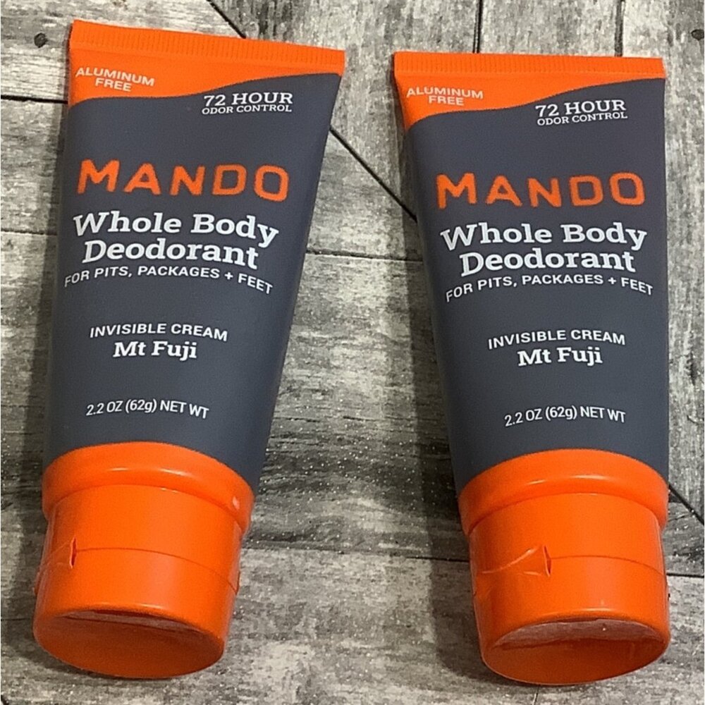 2 Mando Whole Body Deodorant Invisible Cream Mt Fuji Scent 2.2 Oz Each